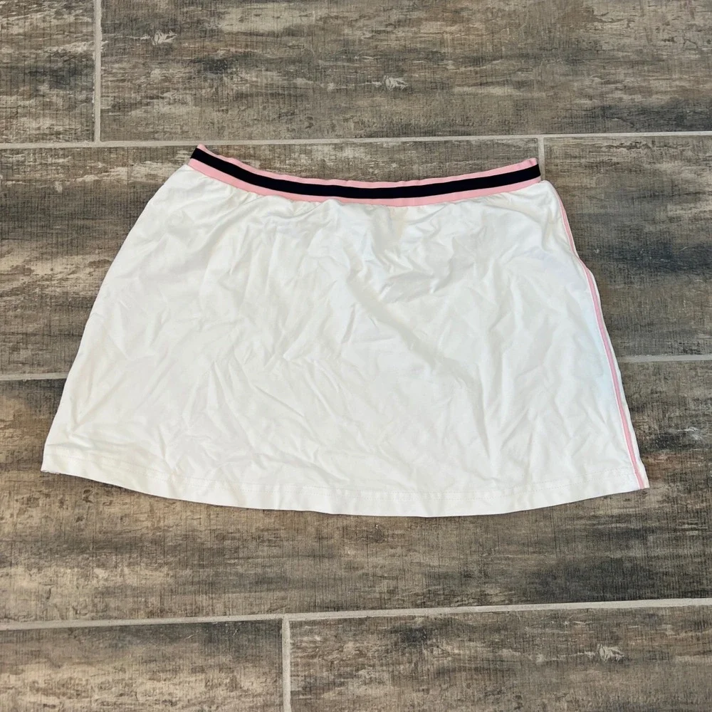 90s Wimbledon Tennis Skirt Women Size S White Pink Navy‎ Striped Elastic Waist